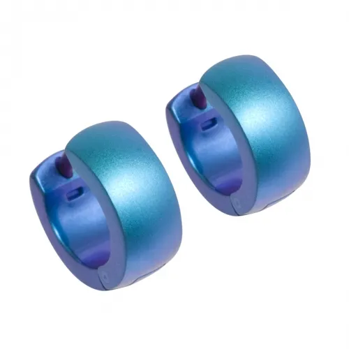 D-Shape Titanium Kingfisher Blue Cuff Hoops